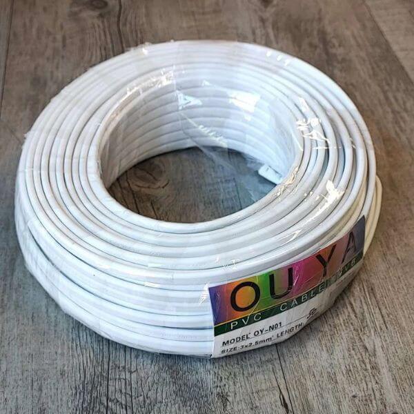 100M 3x1.5mm White Electrical Cable